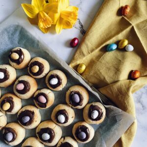 Mini Chocolate Eggs Thumbprint Cookies 2 mini chocolate eggs