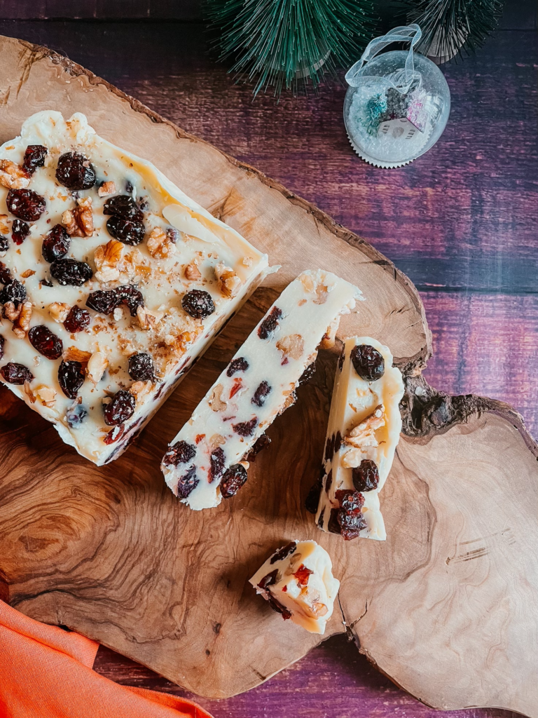 White Chocolate Fudge With Cranberries & Walnuts 1 white chocolate fudge