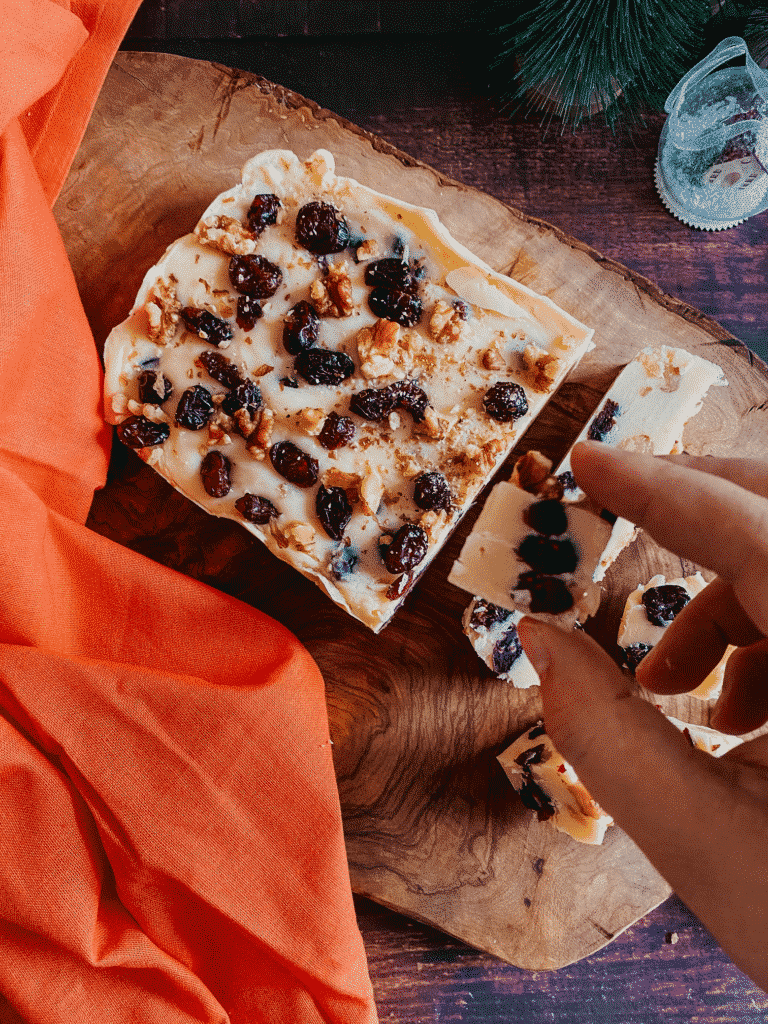 White Chocolate Fudge With Cranberries & Walnuts 5 white chocolate fudge