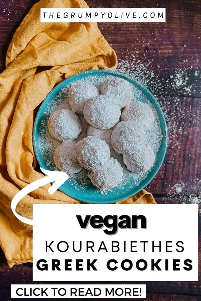 Kourabiethes, Delicious & Vegan Greek Cookies 7 kourabiethes cookies pin image