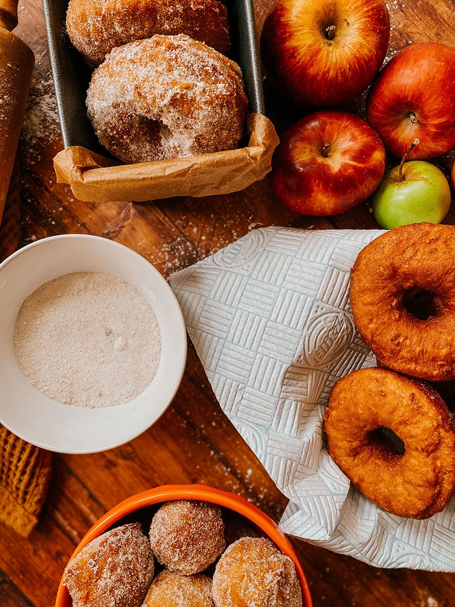 Delicious Vegan Apple Cider Doughnuts Recipe 3 vegan apple cider donuts before sugar drizzle
