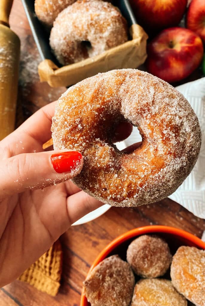Delicious Vegan Apple Cider Doughnuts Recipe 8 close up of the donuts
