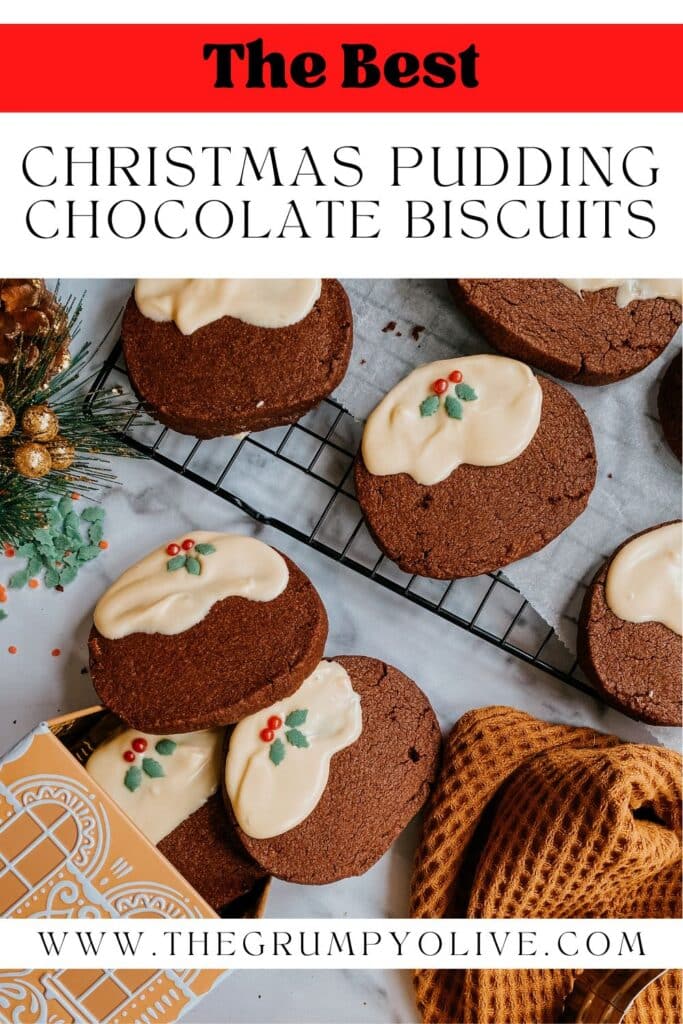 Christmas Pudding Chocolate Biscuits 6 Christmas Pudding Chocolate Biscuits pin image
