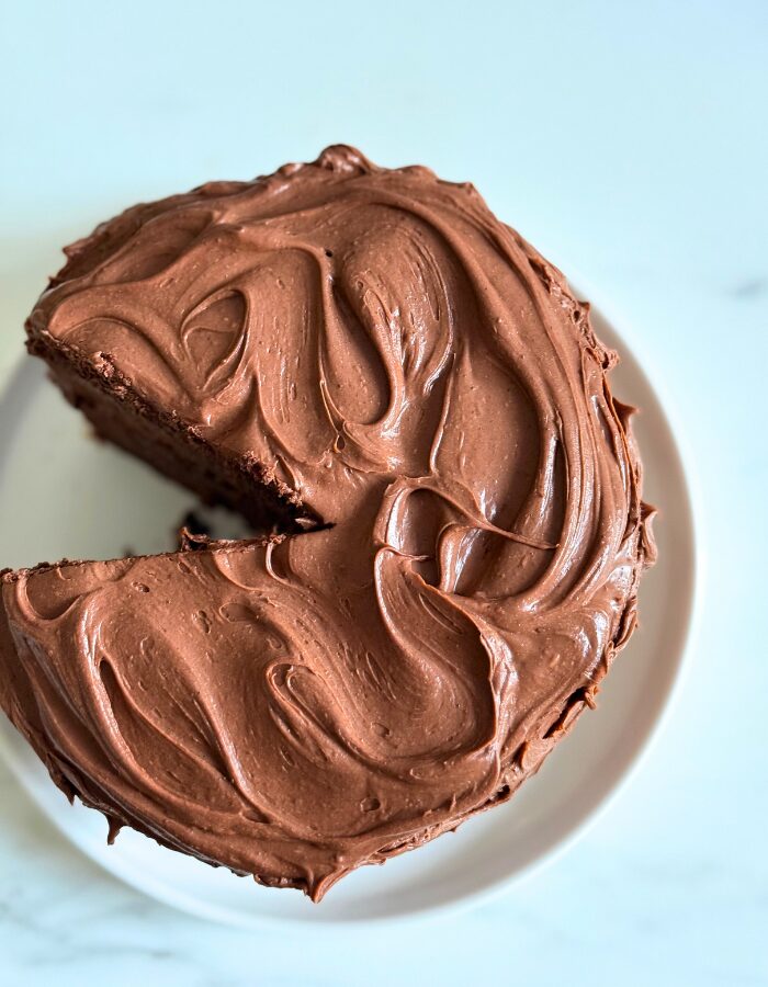 from top, matildas cake on a plate